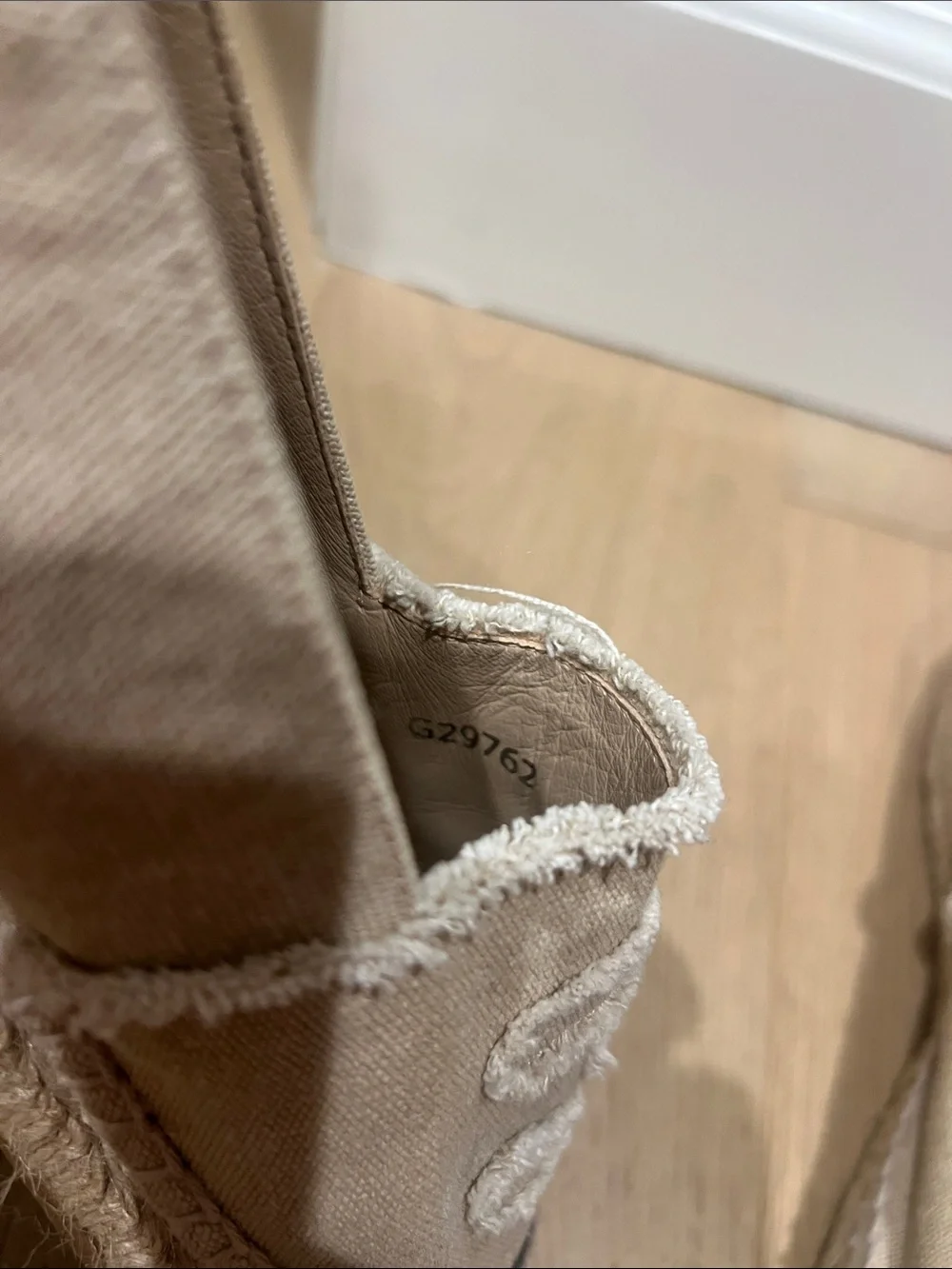 CHANEL Beige Canvas Espadrilles with Black Cap Toe and Signature CC SIZE 39